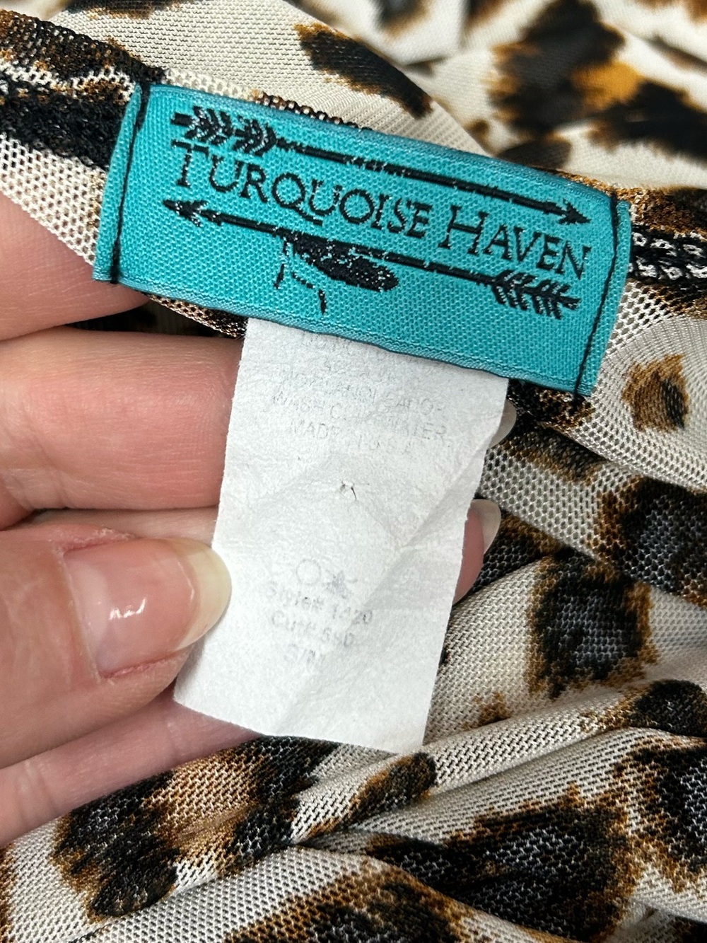 Turquoise Haven Leopard Print Open Front Duster Cardigan One Size - Picture 3 of 9